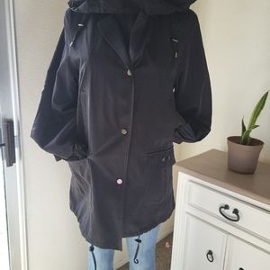 Gallery women's trench coat Removable liner and hoodie size small